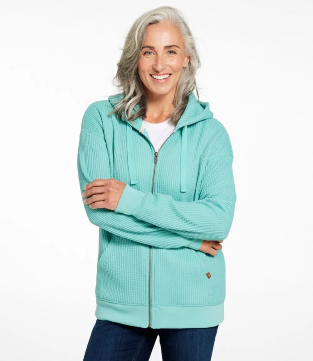 "Women's Birchwood Brushed Waffle Full-Zip Hoodie"-L.L.Bean Sale