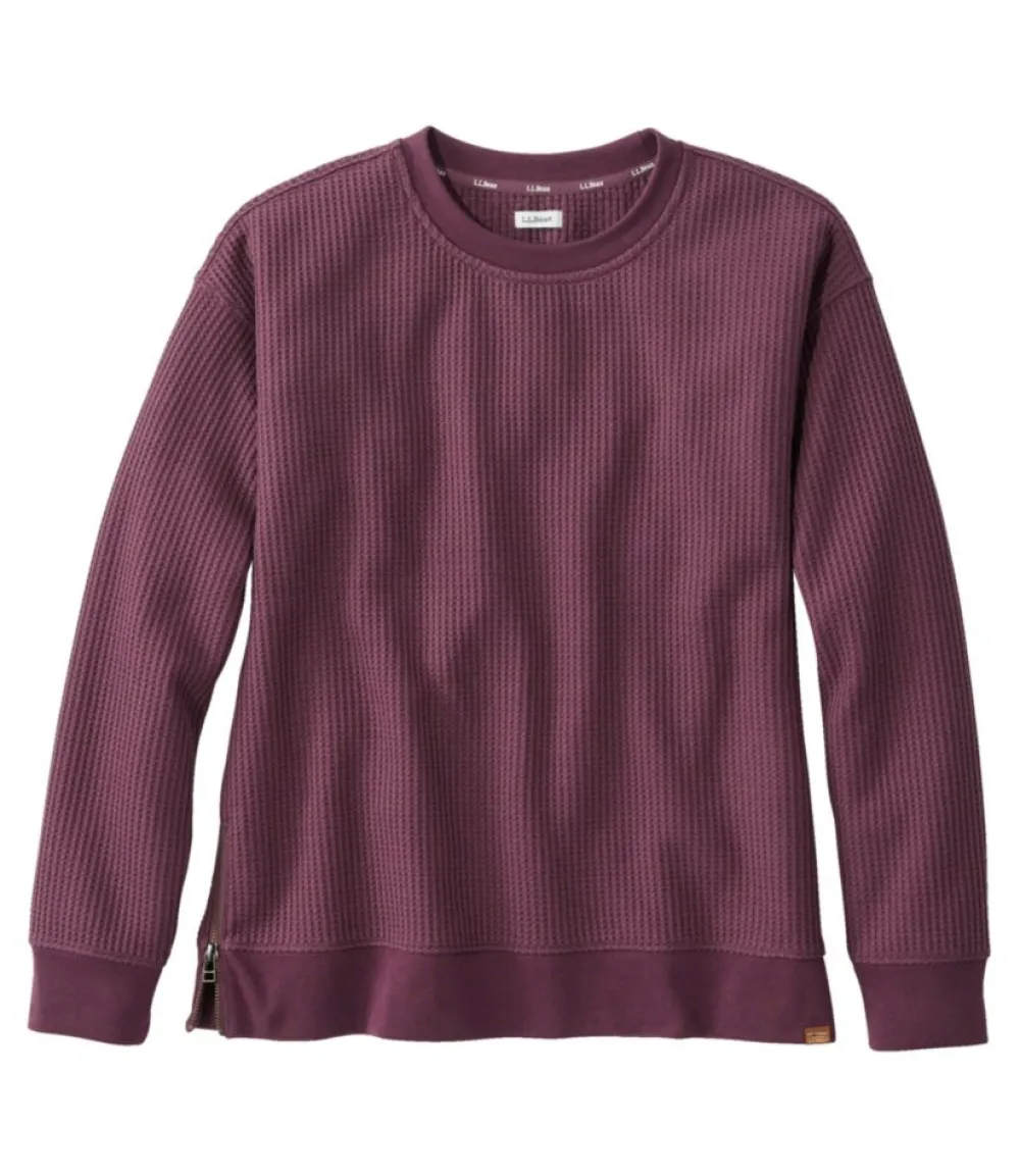 "Women's Birchwood Brushed Waffle Top, Crewneck"-L.L.Bean Outlet