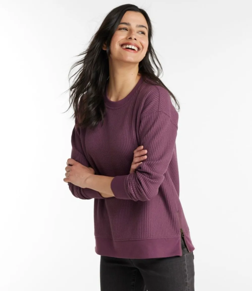 "Women's Birchwood Brushed Waffle Top, Crewneck"-L.L.Bean Outlet