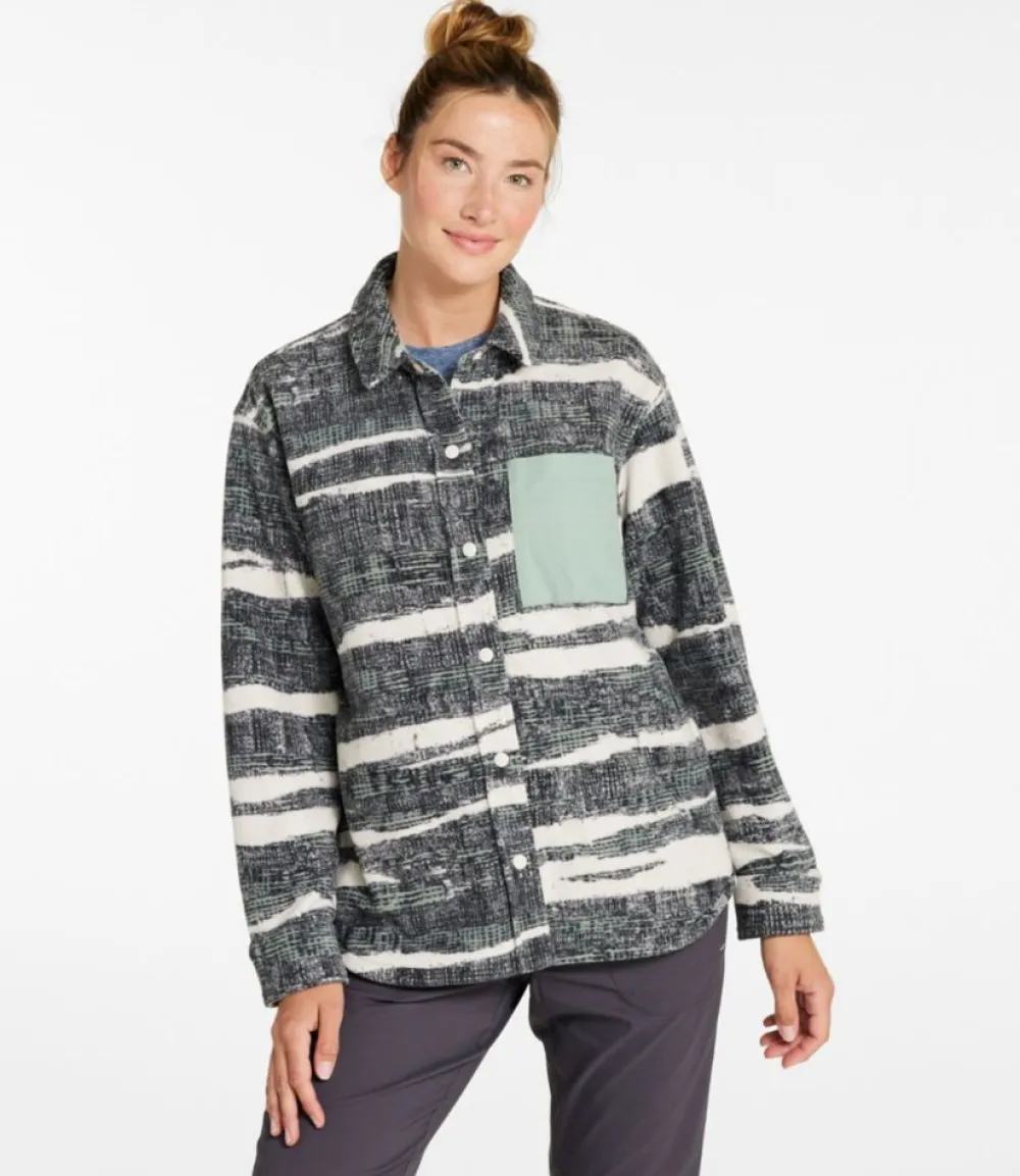 "Women's Camp Fleece Overshirt, Print"-L.L.Bean Store