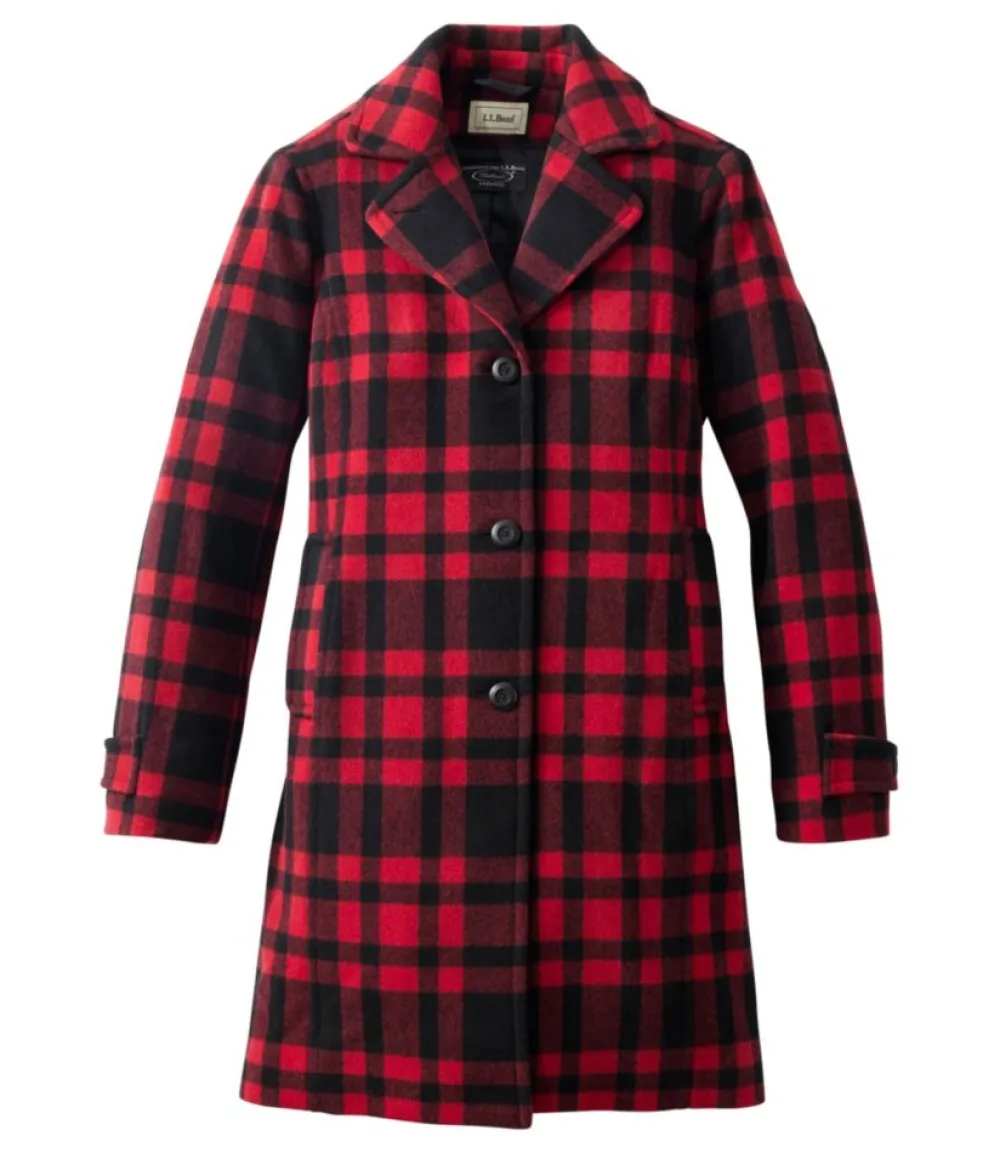 "Women's Classic Lambswool Polo Coat, Three-Quarter, Pattern"-L.L.Bean Hot