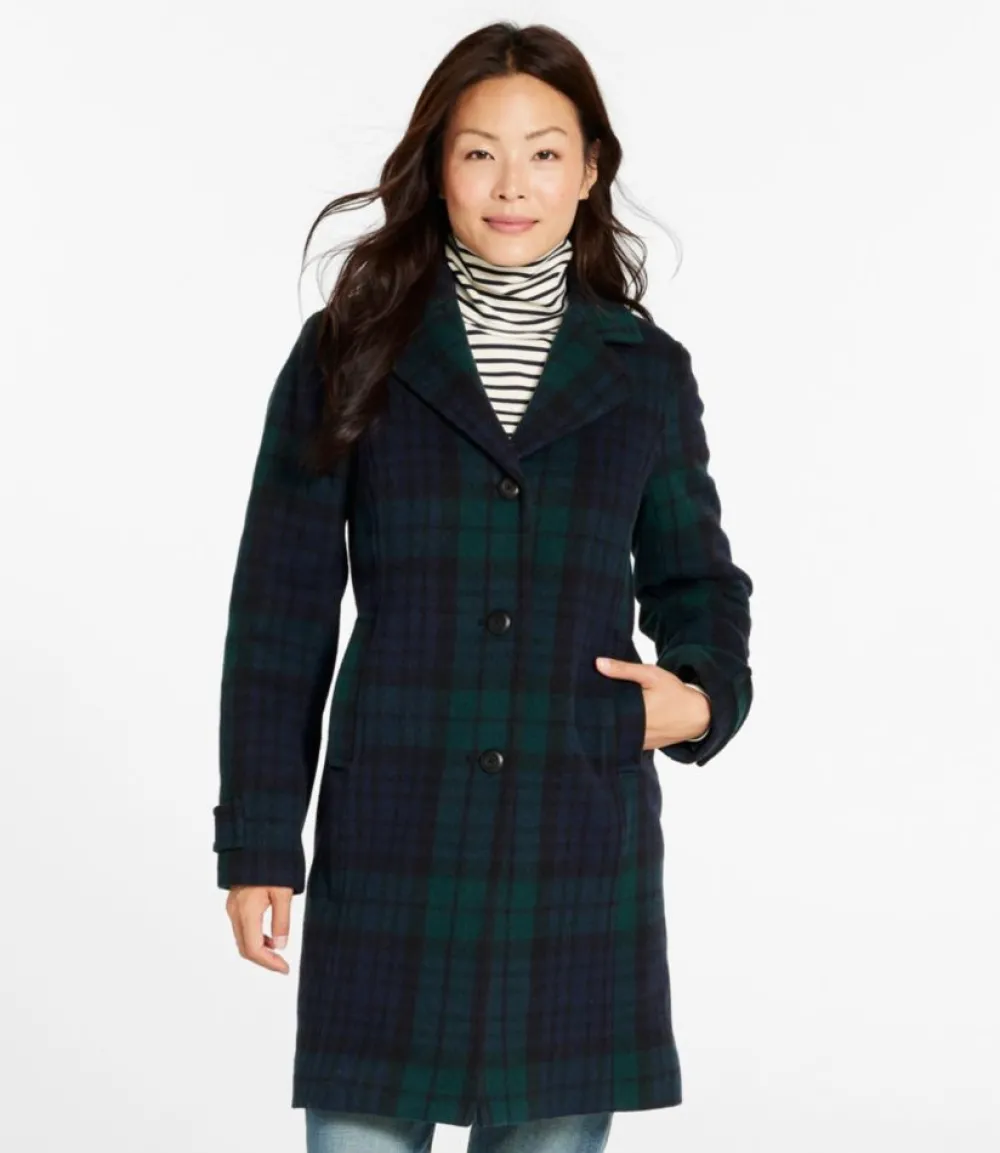 "Women's Classic Lambswool Polo Coat, Three-Quarter, Pattern"-L.L.Bean Hot