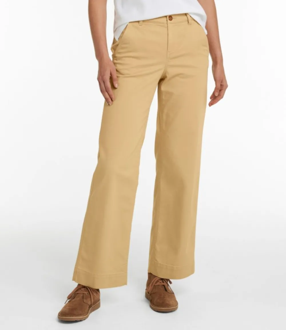 "Women's Comfort Stretch Pants, Mid-Rise Wide-Leg Chino"-L.L.Bean Outlet