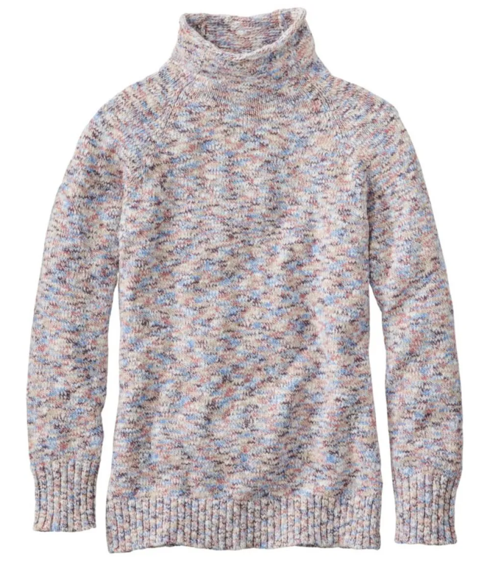 "Women's Cotton Ragg Sweater, Funnelneck Pullover Space-Dye"-L.L.Bean Outlet