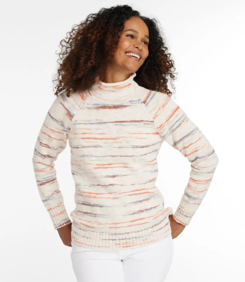 "Women's Cotton Ragg Sweater, Funnelneck Pullover Space-Dye"-L.L.Bean Outlet