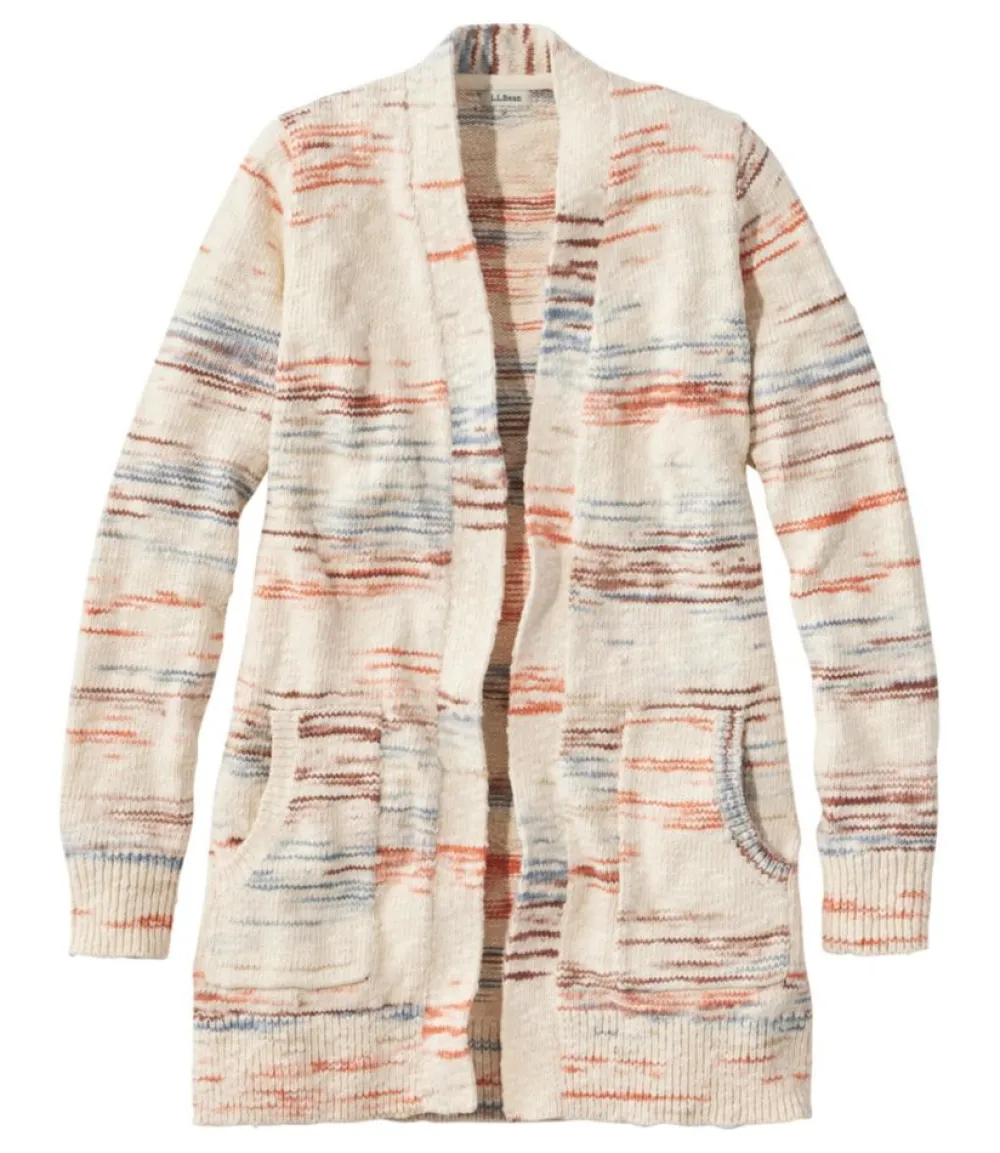 "Women's Cotton Ragg Sweater, Open Cardigan Space-Dye"-L.L.Bean Store