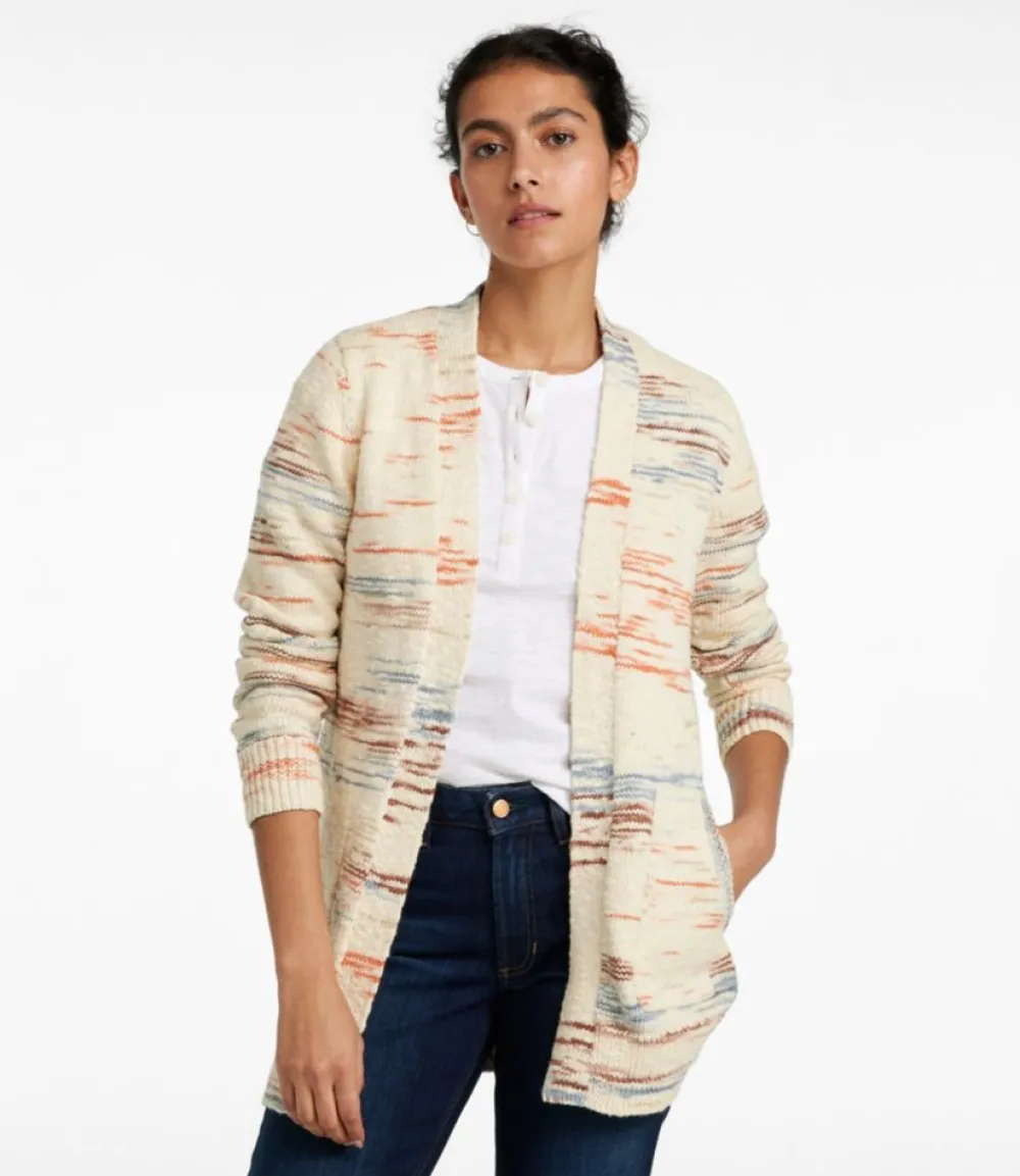 "Women's Cotton Ragg Sweater, Open Cardigan Space-Dye"-L.L.Bean Store