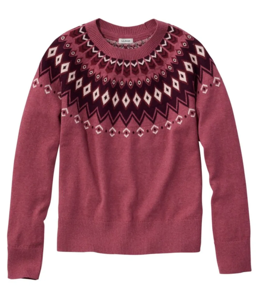 "Women's Cotton/Cashmere Sweater, Crewneck Fair Isle"-L.L.Bean Shop