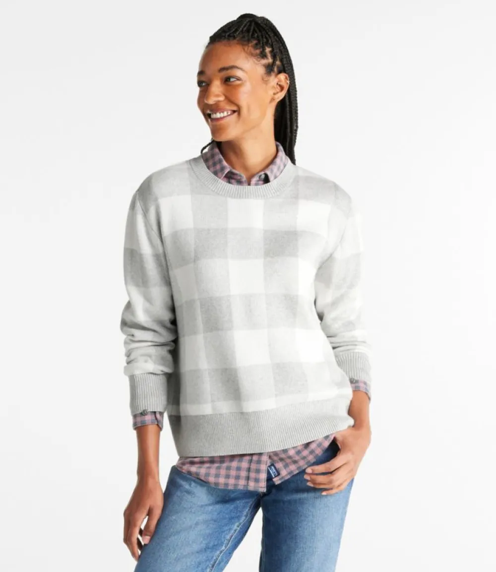 "Women's Cotton/Cashmere Sweater, Crewneck Jacquard"-L.L.Bean Sale