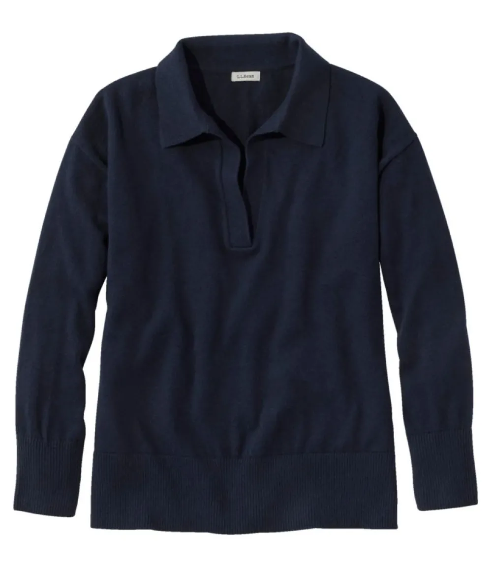 "Women's Cotton/Cashmere Sweater, Polo"-L.L.Bean Online