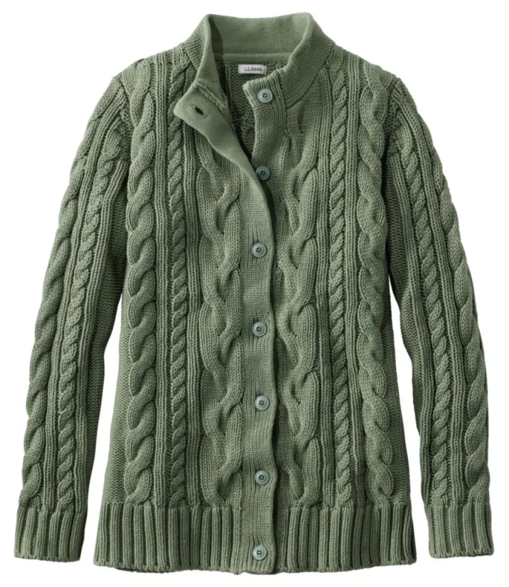 "Women's Double L® Cable Sweater, Button-Front Cardigan"-L.L.Bean Cheap