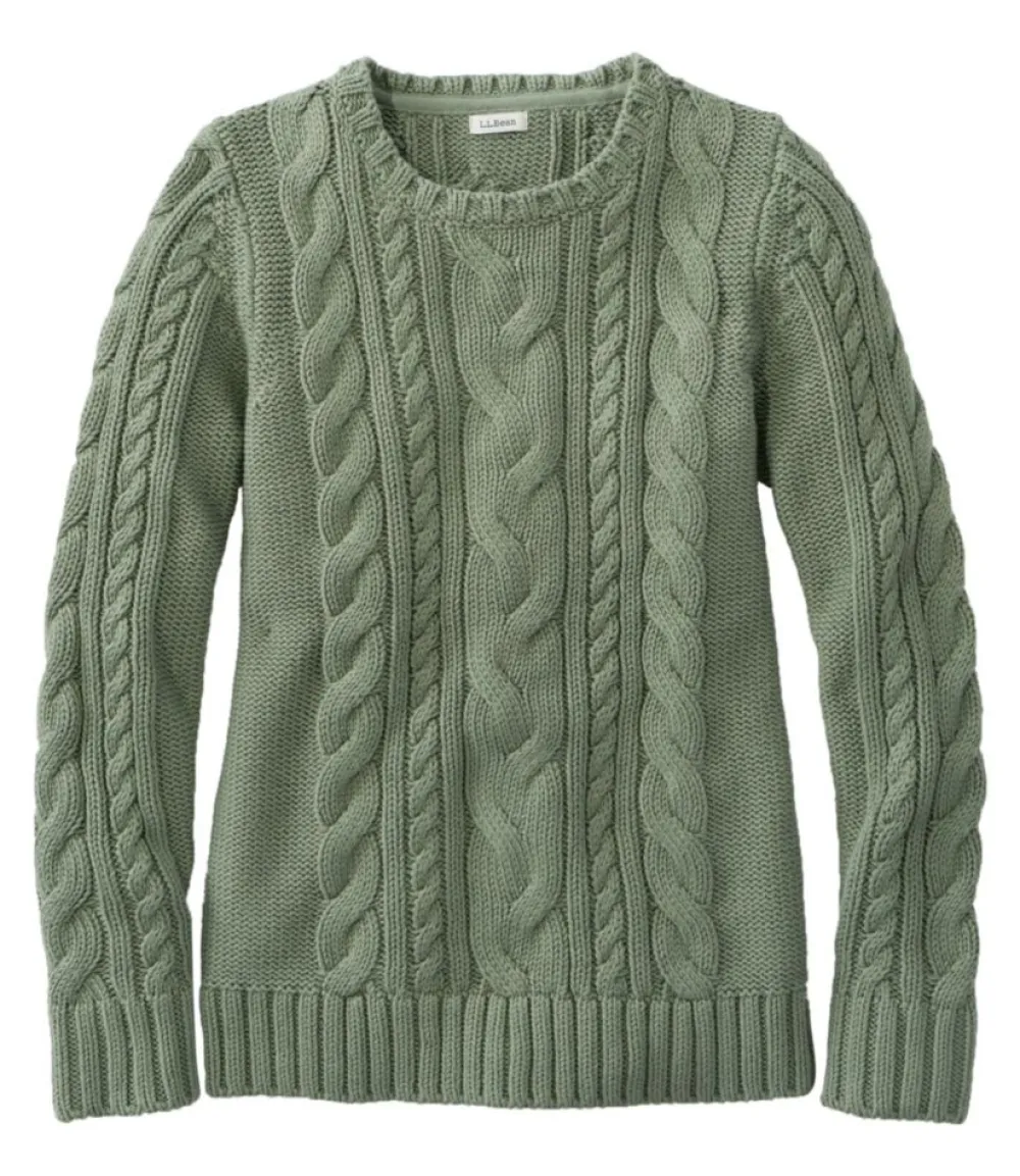 "Women's Double L® Cable Sweater, Crewneck"-L.L.Bean Clearance