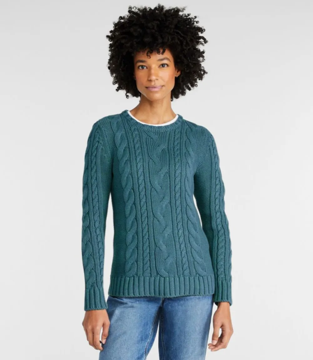 "Women's Double L® Cable Sweater, Crewneck"-L.L.Bean Clearance