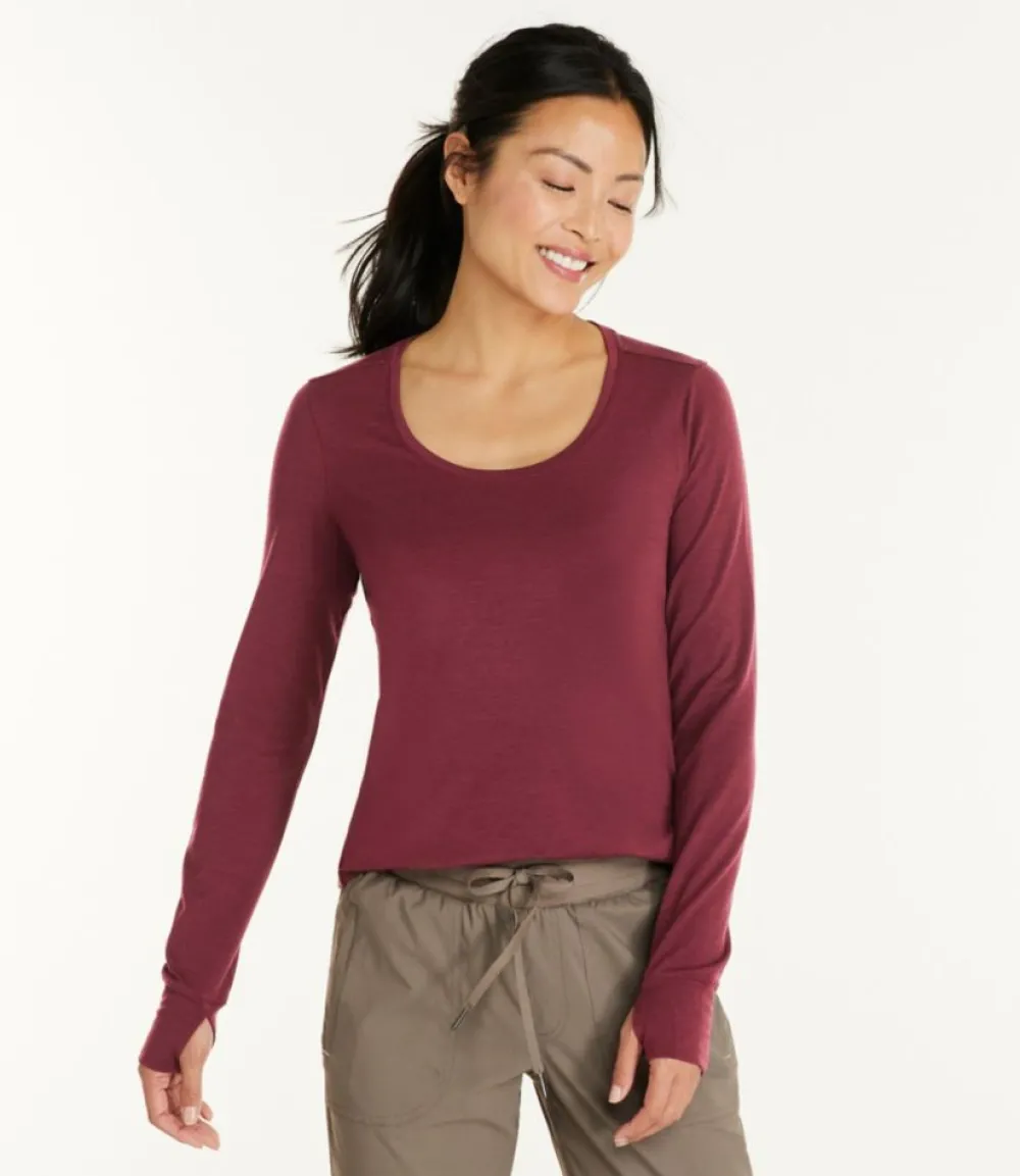 "Women's Encompass Merino Wool-Blend Scoopneck, Long-Sleeve"-L.L.Bean Discount