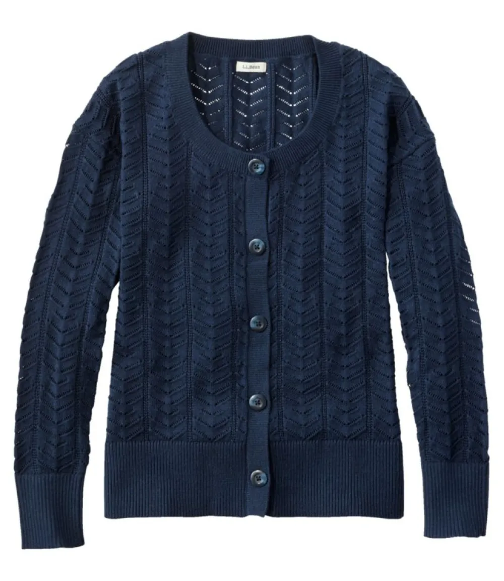 "Women's Frye Island Pointelle Sweater, Cardigan"-L.L.Bean Shop