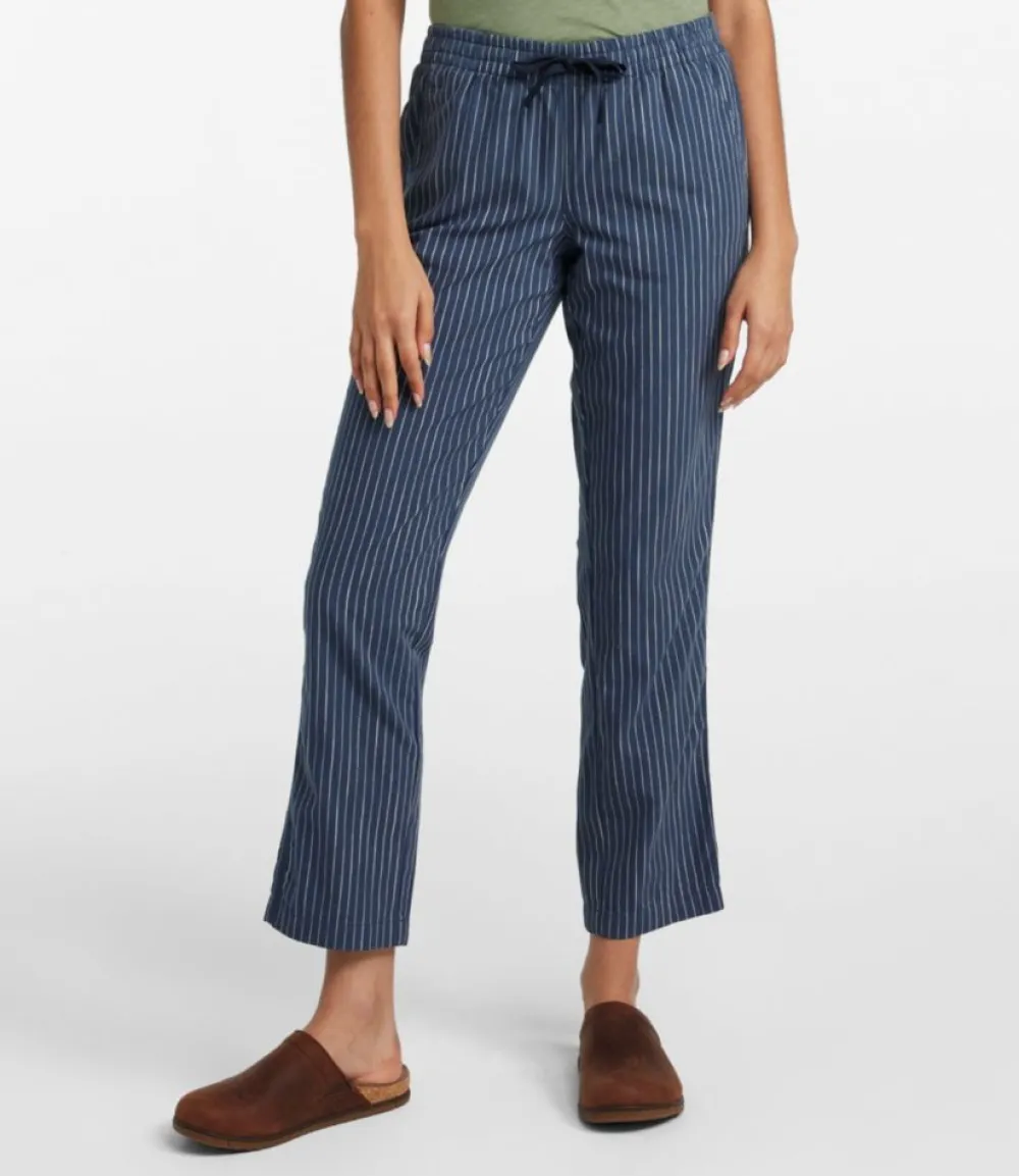 "Women's Lakewashed Pull-On Chinos, Mid-Rise Tapered-Leg Chambray Ankle Pants"-L.L.Bean Fashion