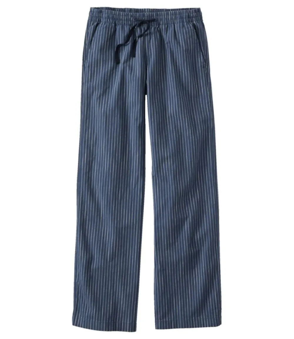 "Women's Lakewashed Pull-On Chinos, Mid-Rise Wide-Leg Stripe Chambray"-L.L.Bean Best