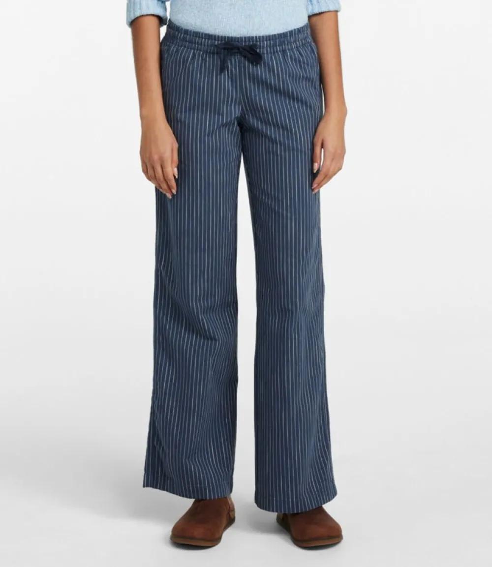 "Women's Lakewashed Pull-On Chinos, Mid-Rise Wide-Leg Stripe Chambray"-L.L.Bean Best