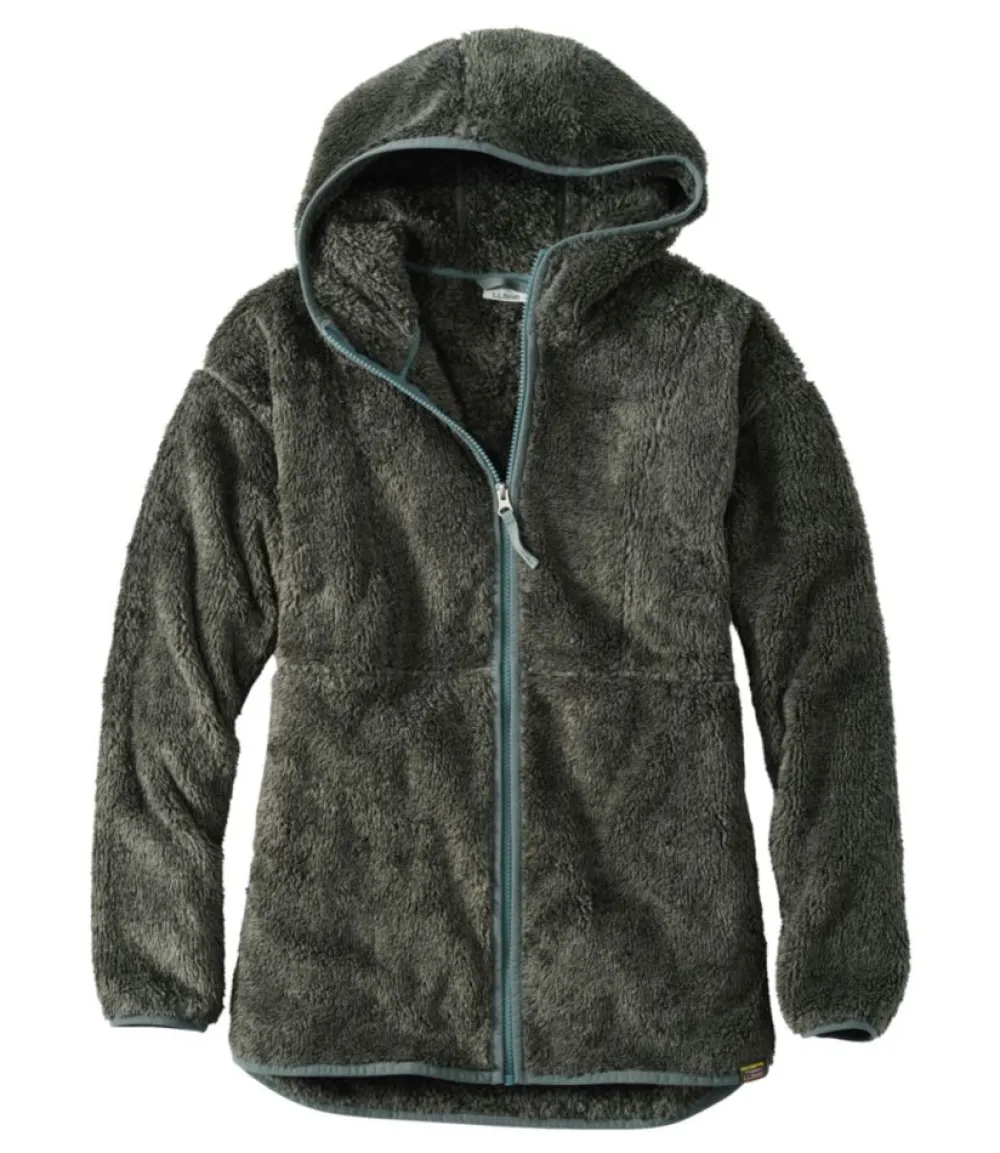 "Women's Hi-Pile Fleece Jacket, Long Hooded"-L.L.Bean Fashion