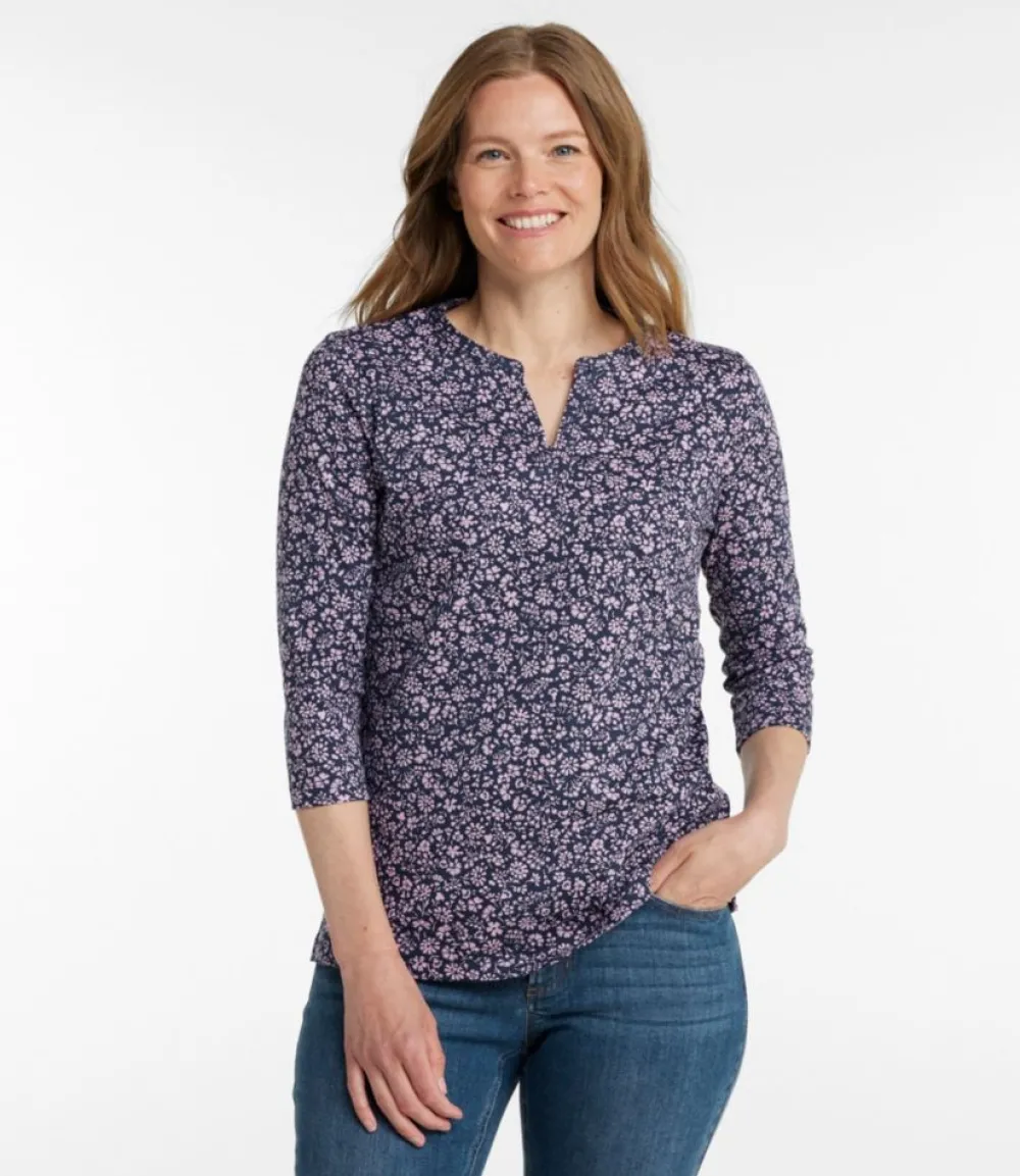 "Women's Tee, Three-Quarter-Sleeve Splitneck Tunic Print"-L.L.Bean New