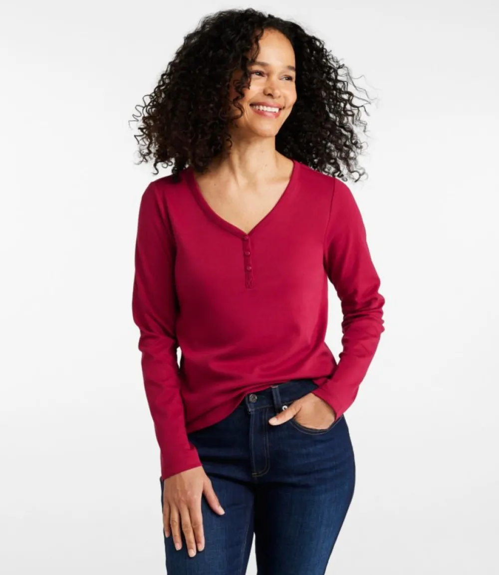 "Women's V-Neck Henley, Long-Sleeve"-L.L.Bean Discount