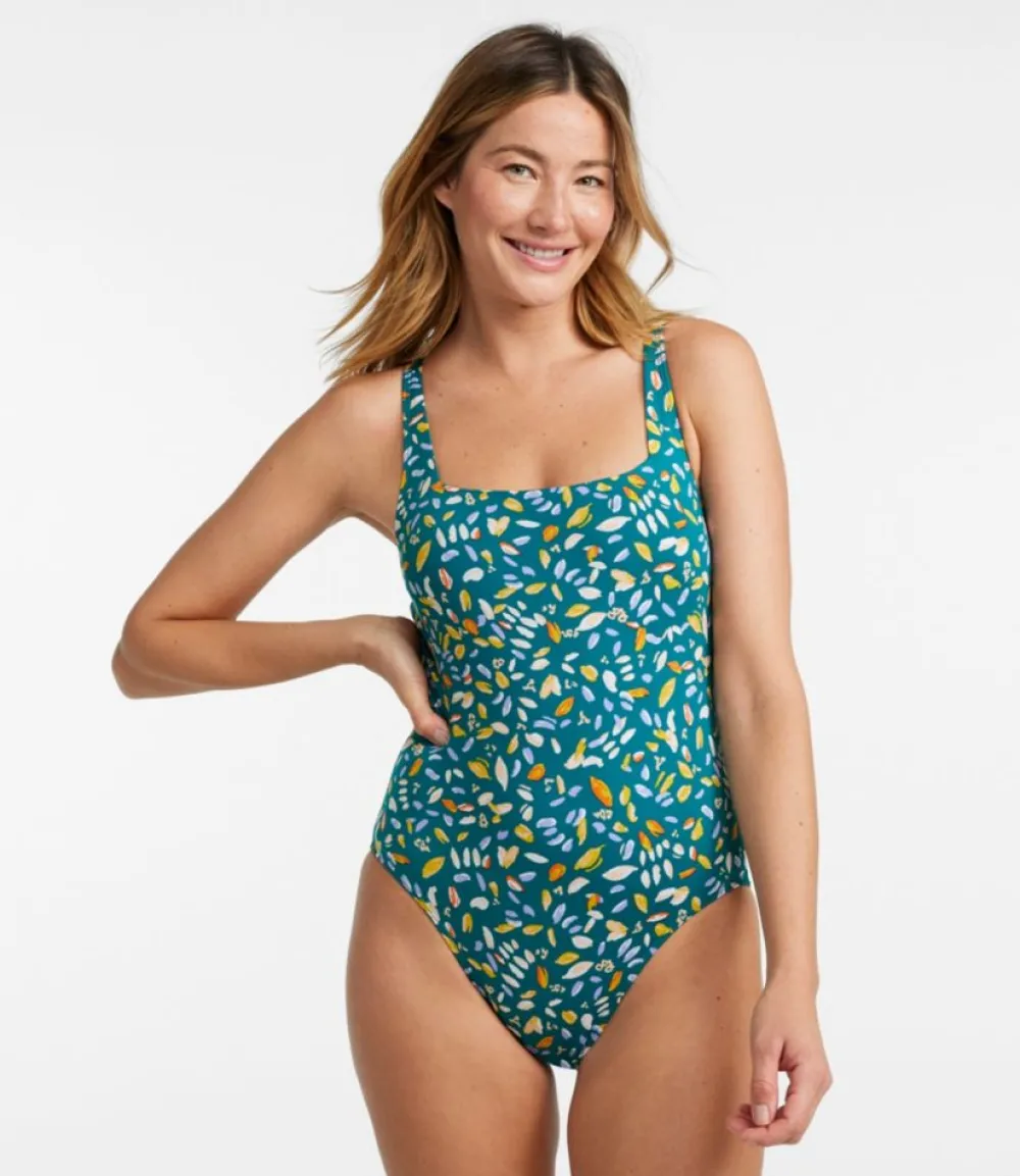 "Women's New Currents Swimwear, Squareneck Tanksuit Print"-L.L.Bean Fashion