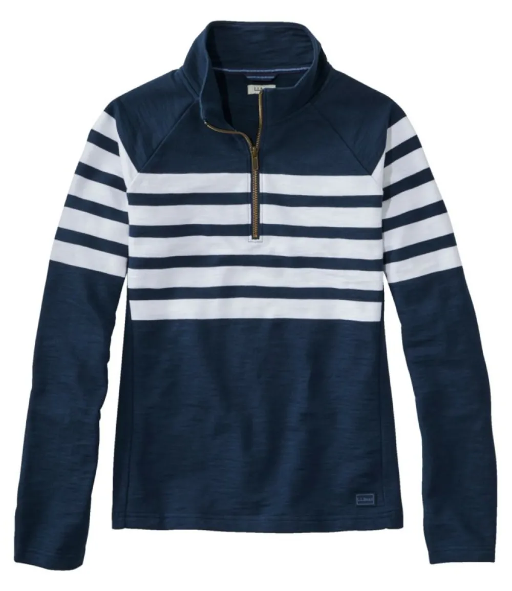 "Women's Peaks Island Quarter-Zip Pullover, Stripe"-L.L.Bean Store