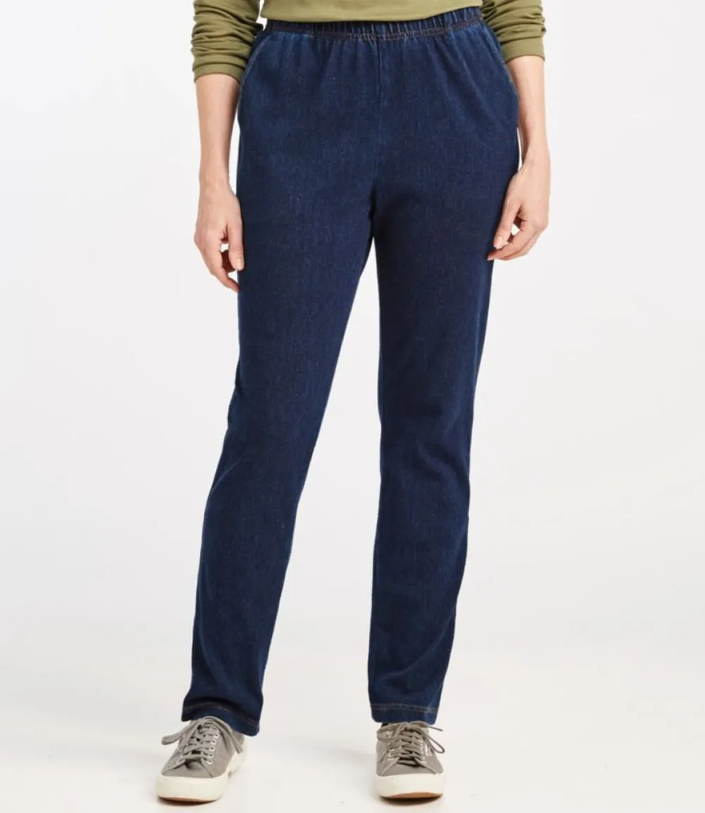 "Women's Perfect Fit Pants, Denim Original Tapered Leg"-L.L.Bean New