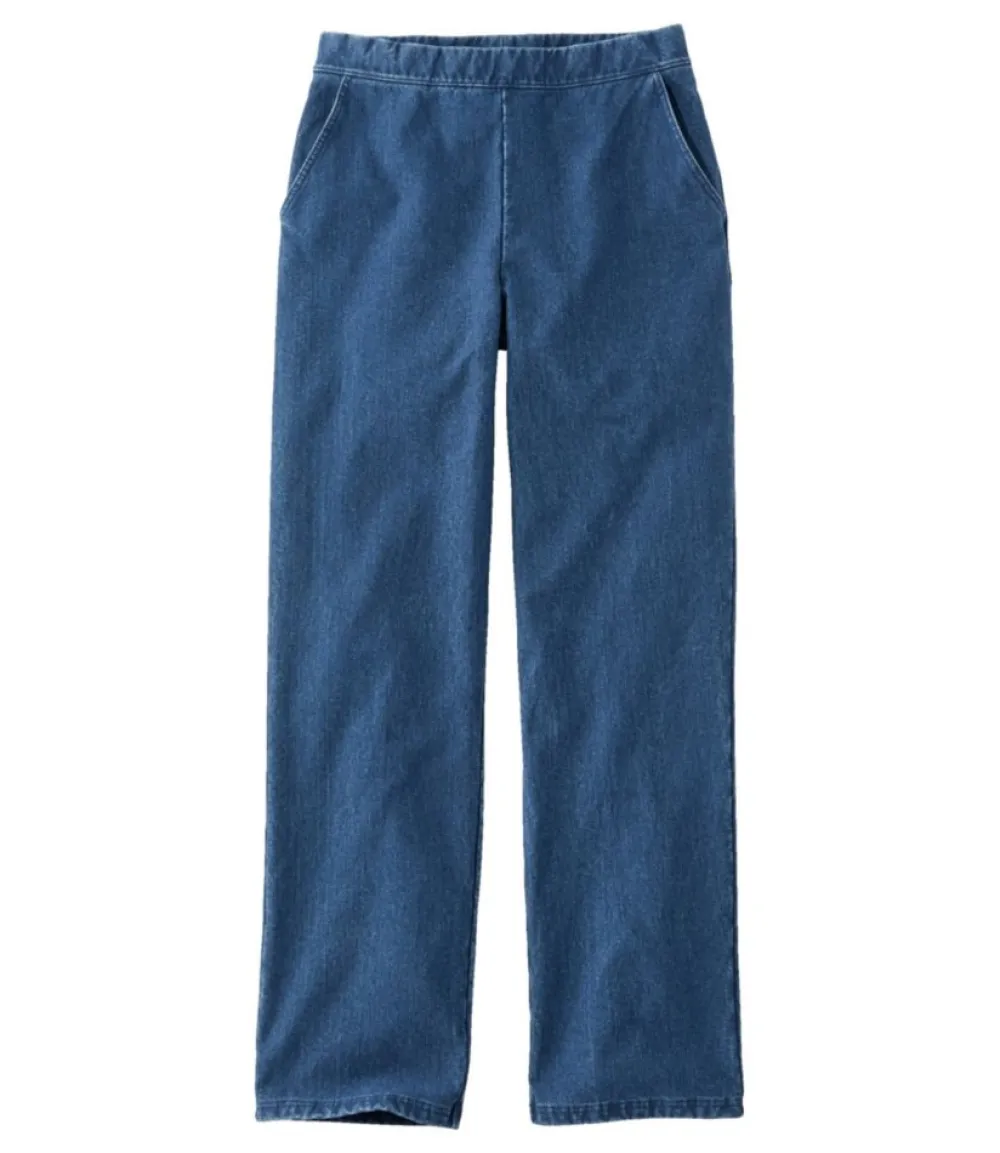 "Women's Perfect Fit Pants, Denim Straight-Leg Fleece-Backed"-L.L.Bean Shop