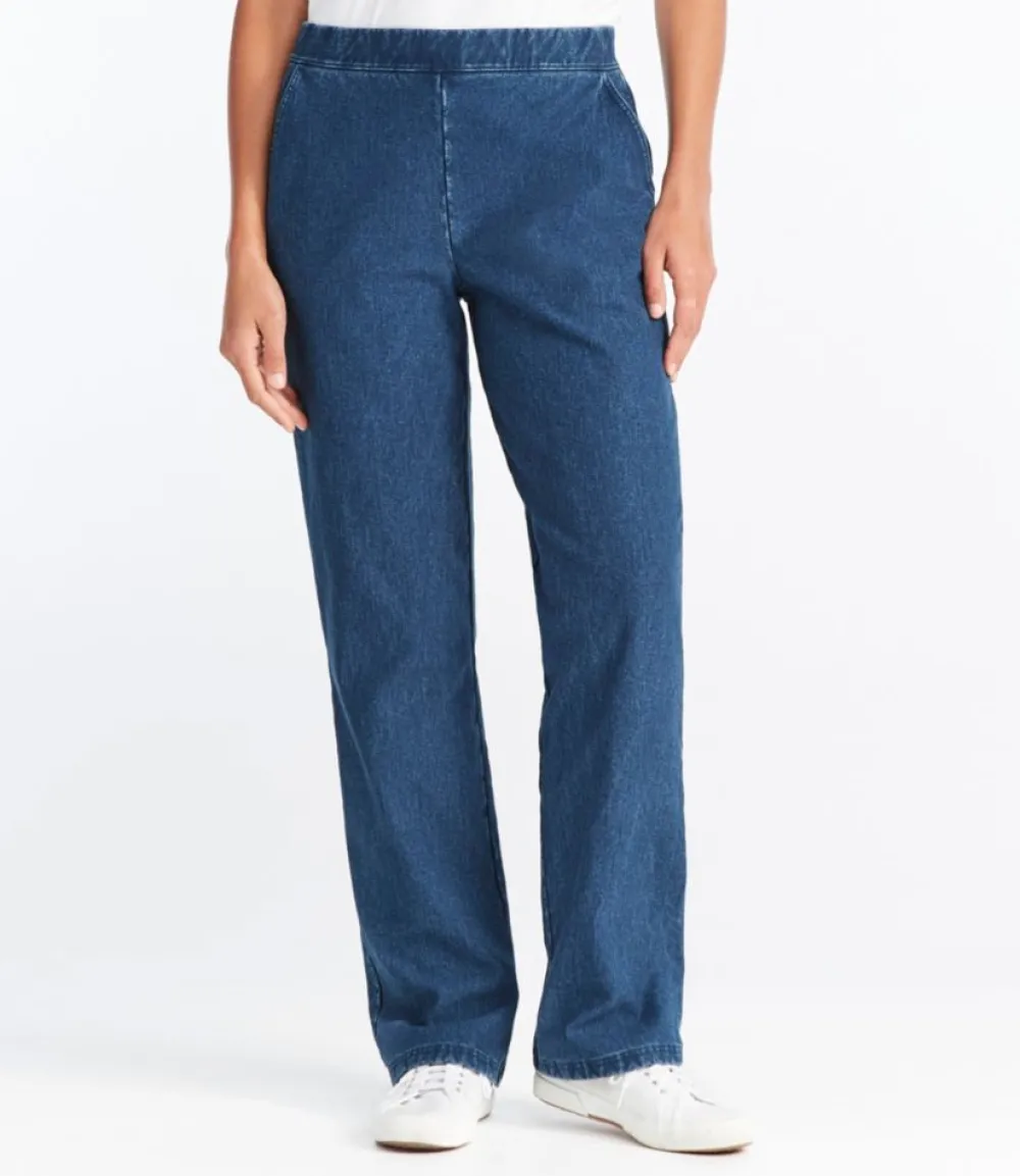 "Women's Perfect Fit Pants, Denim Straight-Leg Fleece-Backed"-L.L.Bean Shop