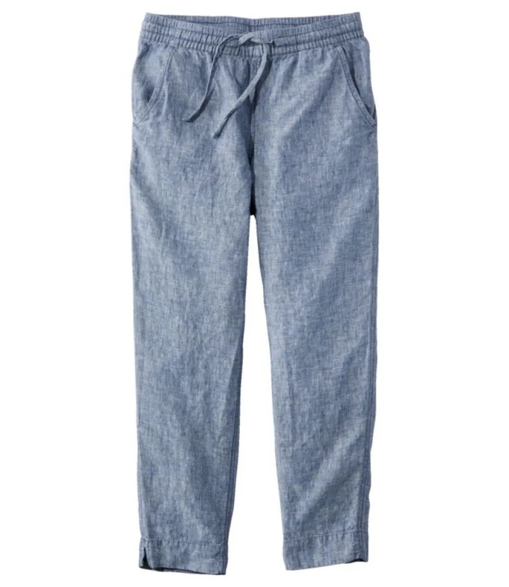 "Women's Premium Linen Breezy Pull-On Ankle Pants, Mid-Rise Tapered-Leg"-L.L.Bean Fashion