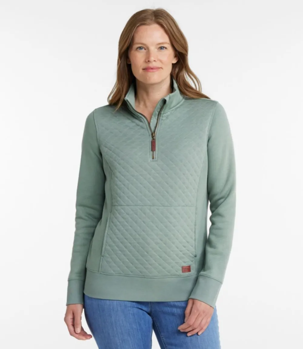 "Women's Quilted Quarter-Zip Pullover"-L.L.Bean Store