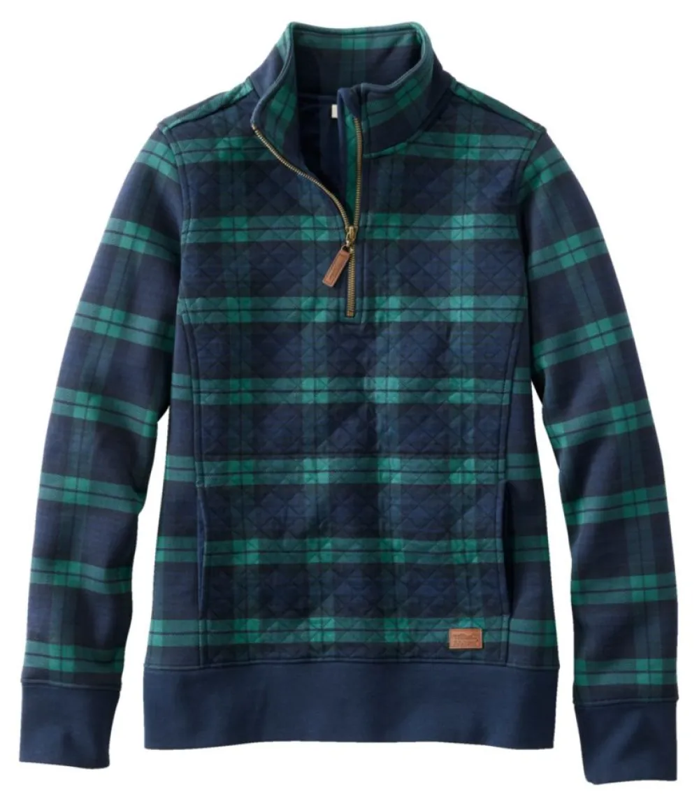 "Women's Quilted Quarter-Zip Pullover, Print"-L.L.Bean Sale