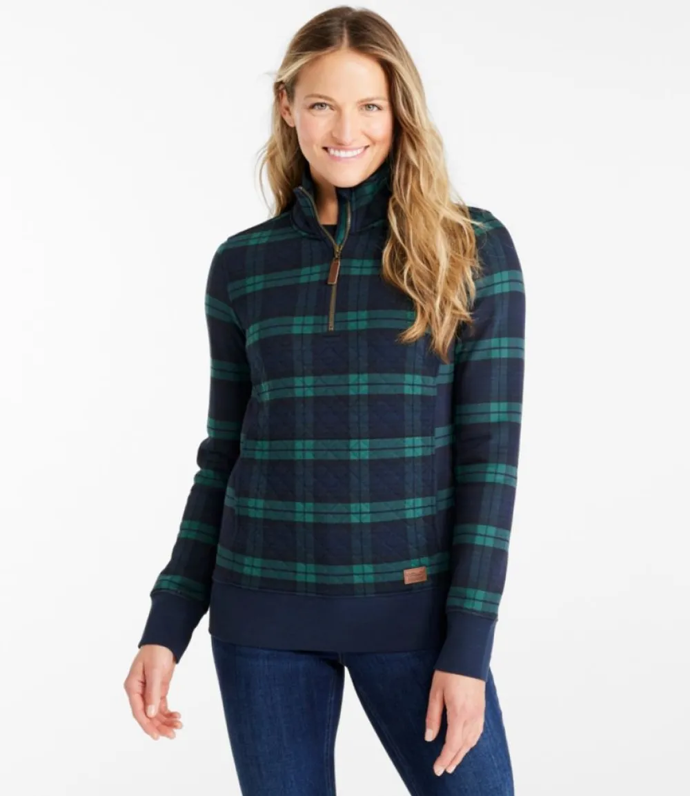 "Women's Quilted Quarter-Zip Pullover, Print"-L.L.Bean Sale