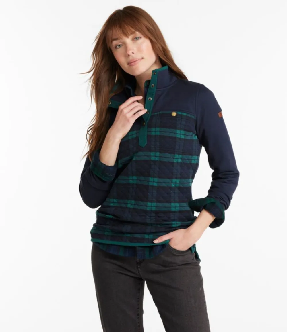 "Women's Quilted Sweatshirt, Mockneck Tunic Print"-L.L.Bean New