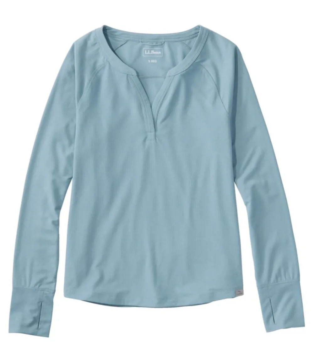 "Women's Ribbed Performance Tee, Long-Sleeve Splitneck"-L.L.Bean Cheap