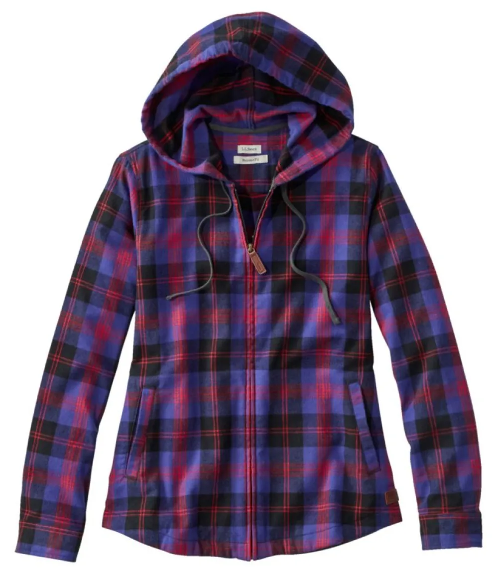 "Women's Scotch Plaid Flannel Shirt, Relaxed Zip Hoodie"-L.L.Bean Discount