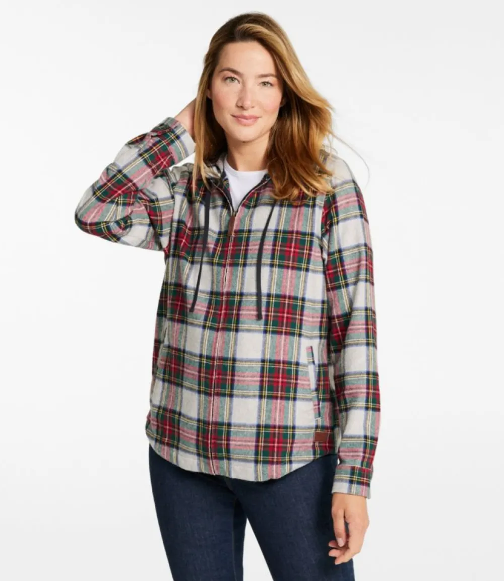 "Women's Scotch Plaid Flannel Shirt, Relaxed Zip Hoodie"-L.L.Bean Discount