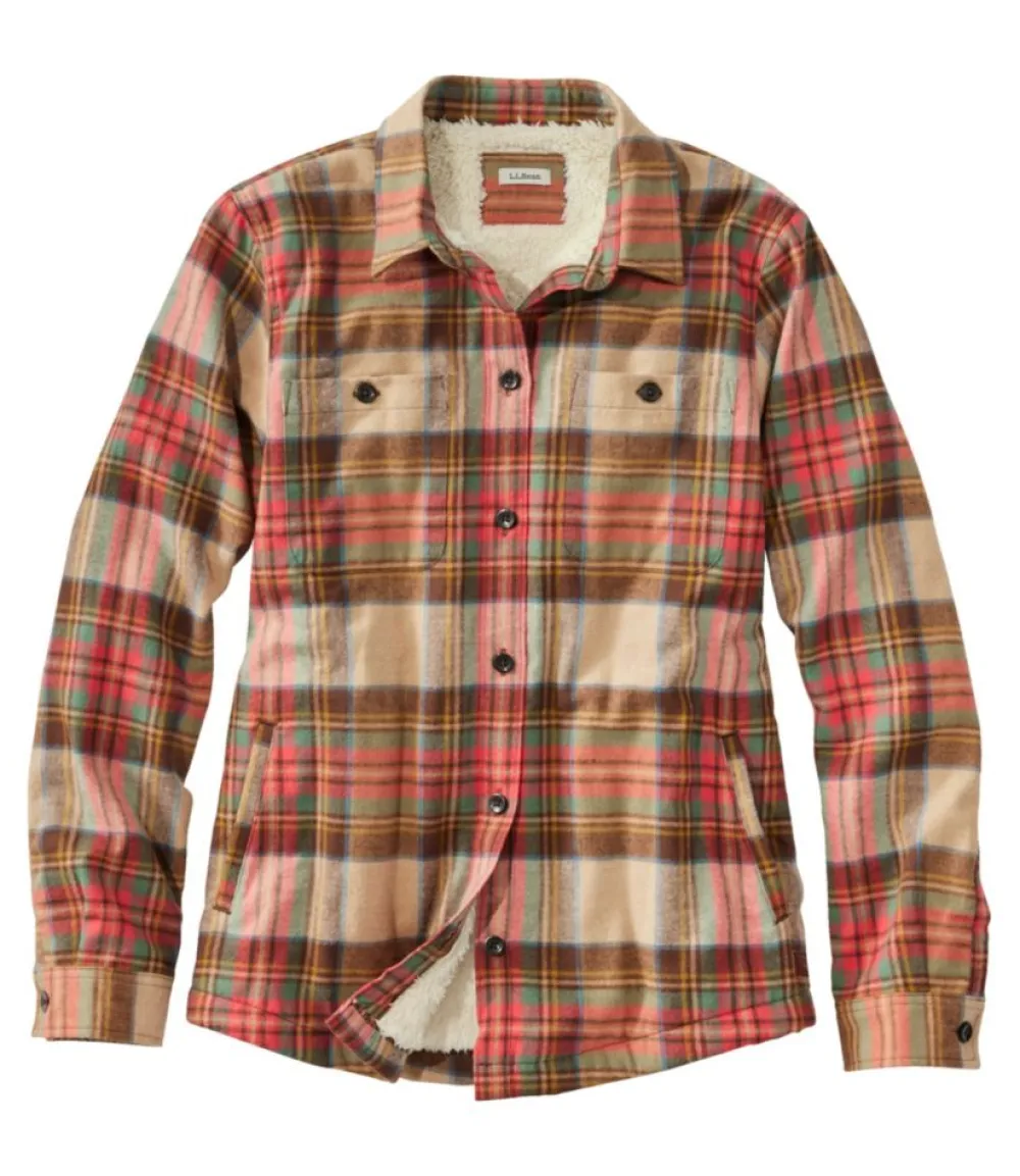 "Women's Scotch Plaid Shirt, Sherpa-Lined"-L.L.Bean Cheap