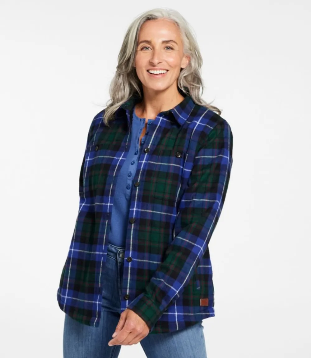 "Women's Scotch Plaid Shirt, Sherpa-Lined"-L.L.Bean Cheap