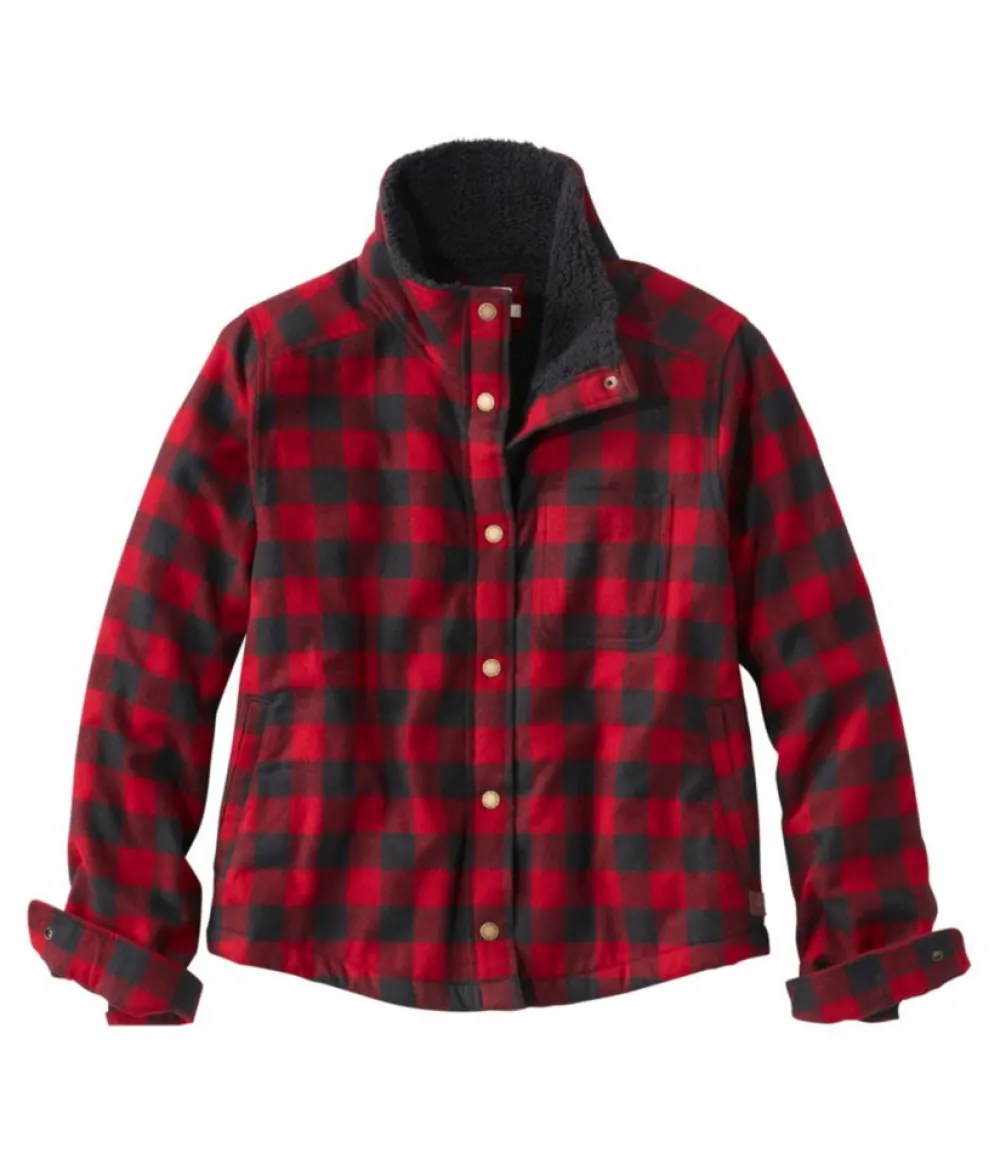 "Women's Scotch Plaid Shirt, Sherpa-Lined Mockneck Jacket"-L.L.Bean Hot