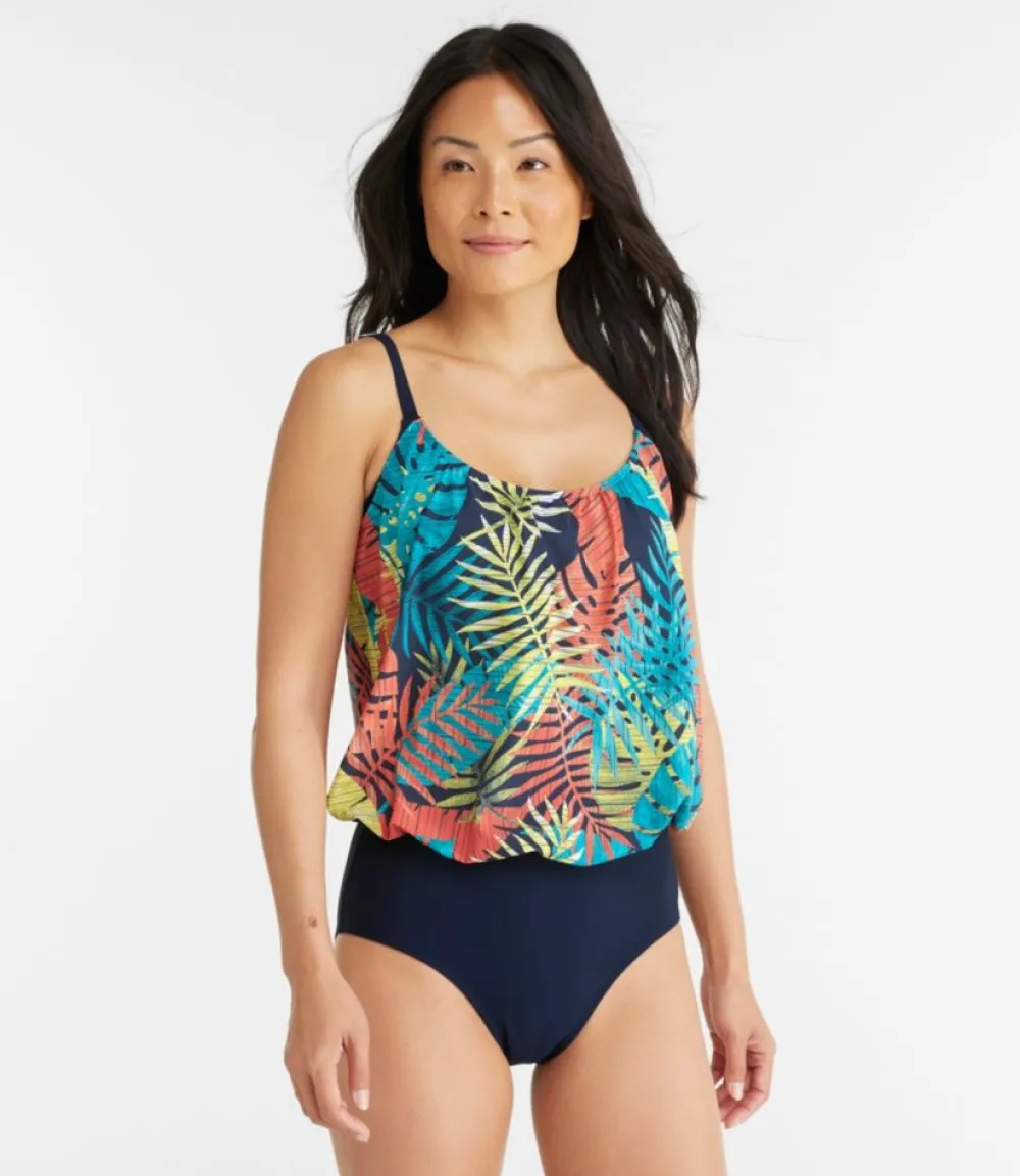 "Women's Shaping Swimwear, Blouson Tanksuit Print"-L.L.Bean Fashion