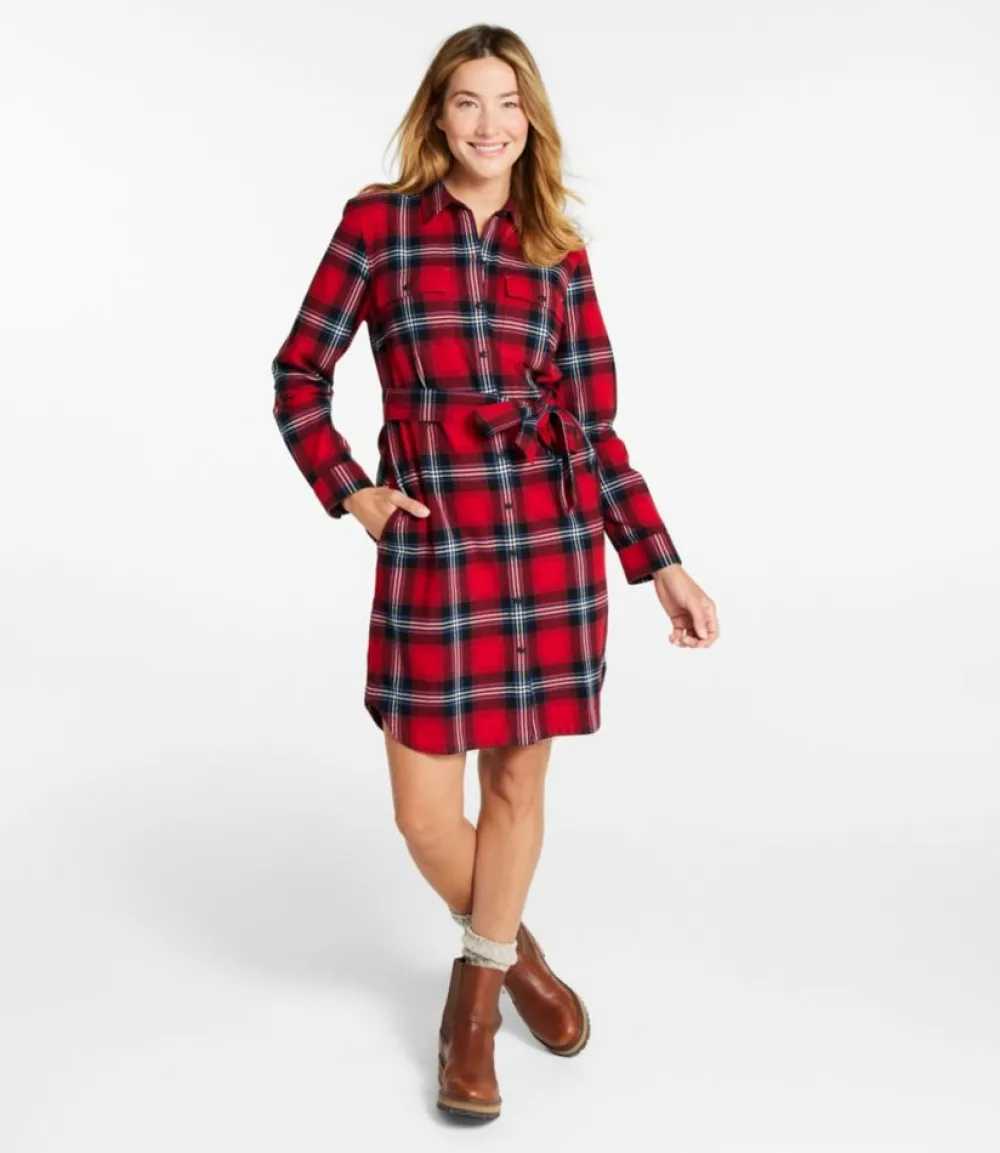 "Women's Signature Camp Flannel Shirt Dress, Button-Front"-L.L.Bean Online