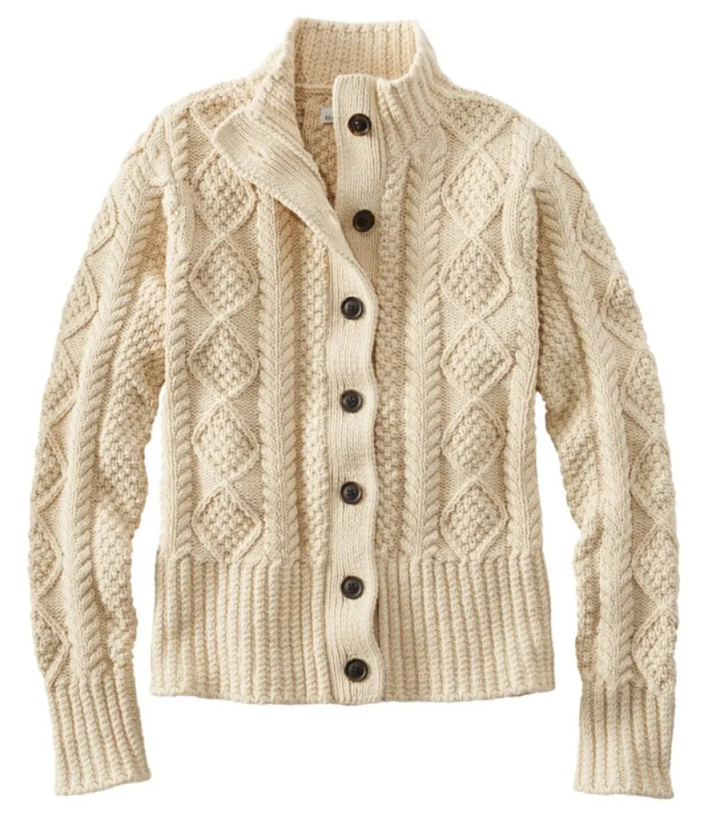 "Women's Signature Cotton Fisherman Sweater, Short Cardigan"-L.L.Bean Flash Sale