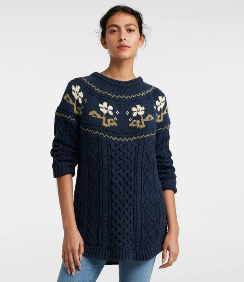 "Women's Signature Cotton Fisherman Tunic Sweater, Fair Isle"-L.L.Bean Store