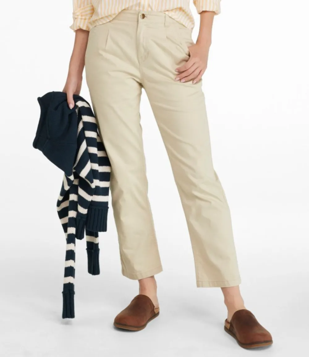 "Women's Signature Easy-Cotton Pleated Chinos, Ankle"-L.L.Bean Discount