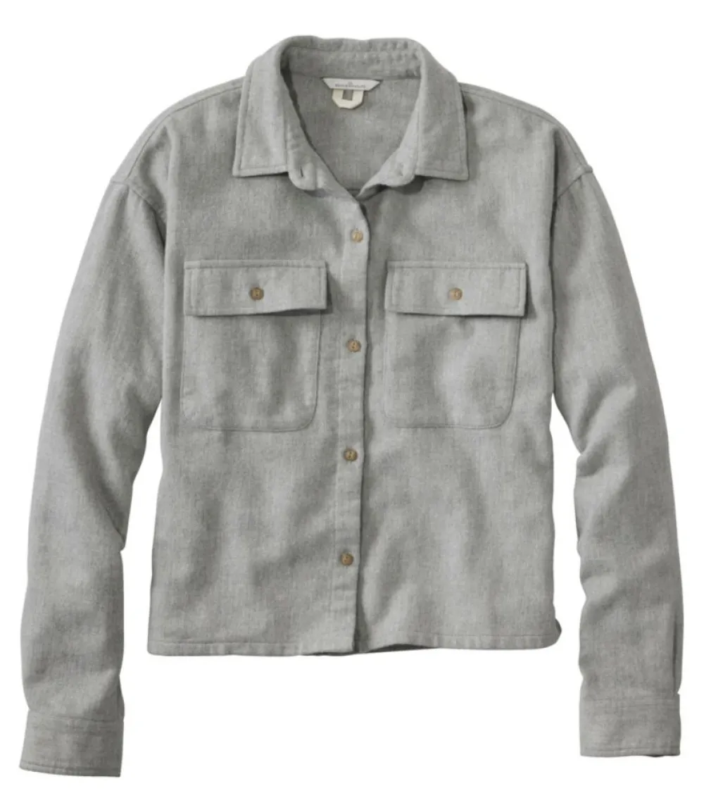 "Women's Signature Heritage Textured Flannel Shirt, Cropped"-L.L.Bean Flash Sale