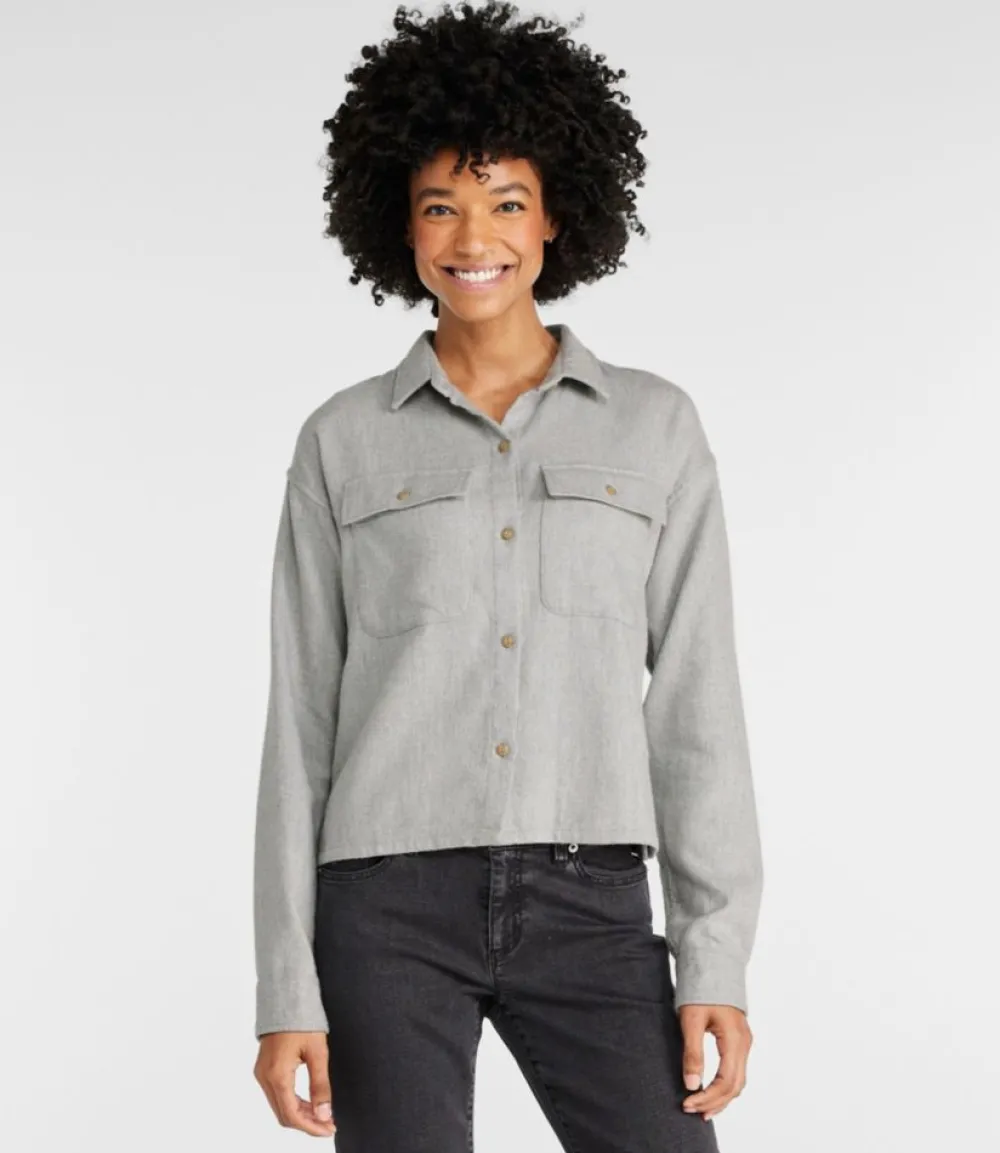 "Women's Signature Heritage Textured Flannel Shirt, Cropped"-L.L.Bean Flash Sale