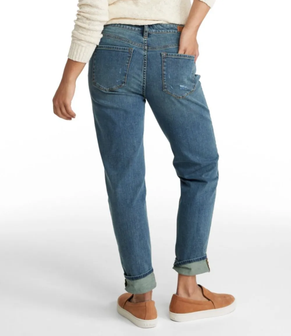 "Women's Signature Organic Denim Boyfriend Jeans, Low-Rise Straight-Leg"-L.L.Bean Shop