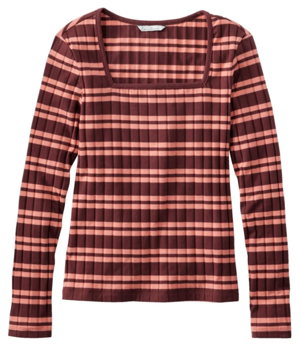 "Women's Signature Ribbed Square-Neck Top"-L.L.Bean Fashion